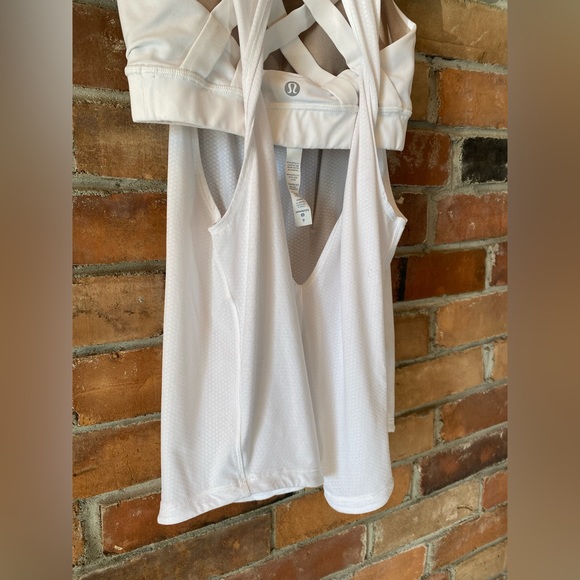 LULULEMON ready & go tank white size 4 support tank & strappy back bra duo - Picture 8 of 10